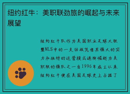 纽约红牛:美职联劲旅的崛起与未来展望 纽约红牛:美职联劲旅的崛起与未来展望